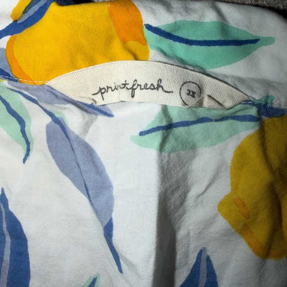 Printfresh White Pajama Set with Yellow and Blue Leaf Print - Picture 5 of 6